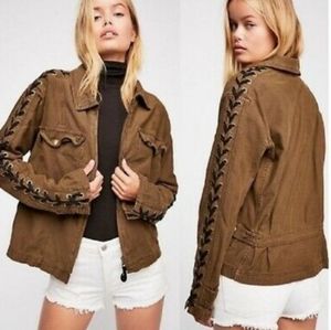 FREE PEOPLE Faye Lace Sleeve Cargo Jacket